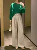 Atuendo de Otoño Moderno Único Hermoso Top de Gama Alta Elegante Juvenil Chic Suéter de Punto Verde para Mujer