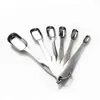 Juego de Cucharas y Tazas Medidoras Graduadas de Acero Inoxidable Mango Plateado Cucharas Medidoras Herramientas para Hornear Juego de 6 Piezas Medida