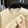Moletom Masculino Outono Inverno Nova Temporada Descente Algodão Gola Redonda Pulôver Cor Sólida Manga Longa Casual Versátil Solto Camada Base Top