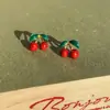Brincos Pequenos de Cereja Vermelha Cereja Nicho Temperamento Único Doce Fofo Brincos Altos