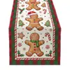 Venda Quente Transfronteiriça Caminho de Mesa de Natal Homem-Pão de Gengibre Papai Noel Atmosfera Festiva Decoração de Festa Mesa de Jantar Toalha de Mesa Caminho de Mesa