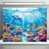 Tela de Fondo de Animales Marinos Modelo Nuevo Transfronterizo, Tela Colgante de Tiburón Mundo Submarino, Tela de Fondo de Decoración de Escena de Patio al Aire Libre
