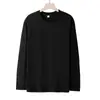 Camiseta de Manga Longa 180g de Algodão Penteado para Primavera e Outono, Cor Sólida, Gola Redonda, Camada Base Versátil, Moletom Oversized de Manga Curta Liso, Unissex