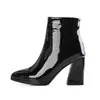 Comércio Exterior Europeu e Americano Botas Plus Size Femininas Botas de Moda com Salto Grosso Botas Martinas de Bico Botas Femininas Sexy Botas de Cano Curto Espelhadas 3758