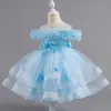 Vestido de Un Hombro de Alta Gama para Dama de Honor de Cumpleaños Boda Vestido de Presentación Vestido de Banquete Transfronterizo Vestido de Fiesta con Volantes Elegante para Niña