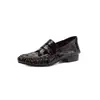 Se não for macio, venha me encontrar! Mocassins plissados de bico redondo para mulheres, estilo novo, vibe britânica, versáteis, estampa de enguia, couro genuíno, sapatos pequenos de couro