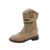 Botines cortos para mujer para primavera y otoño, botas de tacón grueso de media caña apiladas, nuevas botas estilo Martin vintage occidental británico para otoño e invierno 2026