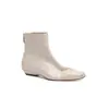 Botas curtas em couro legítimo para afinar, tamanhos 34-42, comércio exterior transfronteiriço, bico quadrado plissado, salto grosso, botas Martin pretas, botas de moda outono e inverno