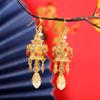 Aretes de seda con pabellones y quioscos de jade Hetian con incrustaciones de plata S925 para mujer, atmosféricos, de lujo ligero y combinables con todo