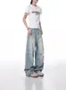 Jeans Old Wash de Perna Larga Masculino Primavera e Outono Novo Estilo Americano Retro Solto Casual Plissado Calça Reta