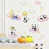 LD96165 Dibujos Animados Lindo Panda Pequeño Estrella Luna Decoración de Fondo Habitación Infantil Embellecimiento Adhesivo de Pared Autoadhesivo