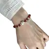 Pulseira Sino de Urso Prata Pura S999 Design de Nicho Pulseira de Ágata Vermelha Fofa Pulseira do Ano Animal para Mulheres