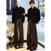Pantalones de corte curvo con caída Maillard de venta caliente 2026 para hombre, nuevo diseño de cinturón, corte recto estilo americano, modernos y de alta gama