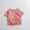 Nueva Camiseta de Algodón de Manga Corta de Color Sólido para Niños, Verano, Holgada, Cuello Redondo, Top Casual de Moda, Camiseta Básica para Niños y Niñas