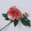 Peonía artificial de dos cabezas con borde de coca estilo chino, pintura al óleo vintage, flor de seda, decoración para mesa de centro de sala de estar interior, flor de peonía