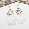 Pendientes de Plumas Bohemios Retro Pendientes de Borla Largos de Verano Moda Retro Estilo Étnico Accesorios para Orejas Pendientes