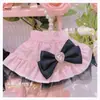 Roupas para Cachorro Rita Manga Trompete Gola Alta Camisa Base Cintura Alta Preto Rosa Yorkshire Cão Estilo Princesa Saia
