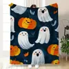 Bestseller transfronterizo de Amazon: Manta de franela con estampados de alce, bruja y calabaza para doble festividad, sofá, fiesta de Navidad
