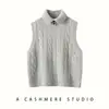 Suéter de cachemira para mujer, de cuello alto, tejido trenzado, nuevo estilo otoño/invierno, chaleco sin mangas, perfecto para usar en capas, color liso