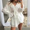 Conjunto Casual de Moda com Babados Inspirado no Design Europeu e Americano 2026 Primavera/Verão Novo Cardigã com Cadarço e Shorts Roupa Feminina