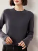 Suéter de Tricô de Cashmere Feminino Novo Outono/Inverno 2026 Clássico Versátil Emagrecedor Elegante Ombro Normal Cor Sólida