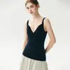 Camisola de tricô de cashmere com decote em V estilo coreano, renda vazada, camada interna feminina outono/inverno, blusa básica slim