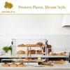 Caixa Display Multifuncional de Grande Capacidade para Pão e Sobremesas, Tampa Flip Luxuosa Dourada Transparente em Acrílico com Alça