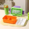 Conjunto de Lancheira e Garrafa de Água para Estudantes com Tampa Caixa Bento Micro-ondas para Trabalhadores de Escritório Lancheira