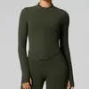 Chaqueta de yoga transfronteriza europea y americana con cuello alto para mujer, cárdigan con cremallera, chaqueta deportiva ajustada, nuevo top de yoga de manga larga