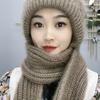 Nuevo gorro de terciopelo de ardilla tejido a mano de estilo occidental para otoño e invierno, para exteriores, resistente al frío y al viento, con bufanda y gorro de punto combinado.