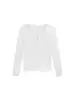 Foto Real de Camiseta Blanca de Algodón de Bambú con Cuello Henry de Manga Larga para Mujer, Ropa Interior Holgada y Cómoda, Camiseta Básica de Cuello Redondo para Otoño e Invierno