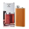 Frasco de Vinho de Aço Inoxidável 304 de Meia Libra, Frasco de Vinho de Grau Alimentício para Acampamento ao Ar Livre, Garrafa de Água Plana Portátil com Cobertura de Couro para Uso Doméstico