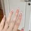 Estrelas Rosa Doce Feitas à Mão Estilo Puro Lustre Rosa Creme Coreano Estampa de Leopardo Rosa Blush Francês Clareamento Manicure Unhas Usáveis Atacado