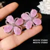 Gema Flor de Hielo Padparadscha Pendientes de Flor Gota de Agua Anillo Estilo Dulce de Princesa Set de Lujo de Gama Alta