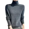 Suéter de Cachemira Listo para Usar de Primera Línea Otoño e Invierno Nuevo para Mujer Cuello de Pila Texturizado Color Sólido Simple Delgado Camiseta de Punto de Lana