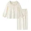 Pijama de mujer de algodón nube para primavera y otoño, con almohadillas en el pecho, conjunto de ropa de casa de manga larga con dibujos animados, venta al por mayor transfronteriza