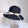 Sombrero de Pescador Simple Estilo Japonés con Lazo y Flor de Perla para Mujer, Sombrero de Cubo Transpirable para el Verano con Protección Solar para Salidas de Vacaciones
