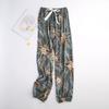Calças de pijama de seda de algodão Calças Shrink Femininas Verão Novo Tamanho Grande Soltas Grávidas Calças Externas com Lanterna de Bolso Shrink Calças