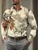 Camisa Casual de Manga Larga para Hombre con Estampado Digital Amazon Transpirable Elástica Transfronteriza Europea y Americana