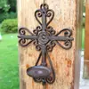 Aplique de Pared Hueco con Arco de Hierro Fundido Estilo Pastoral Europeo Portavelas Adornos Retro Nostálgicos Decoraciones Colgantes para Patio Hogar
