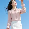 Blusa de Chiffon Estilo Francês para Mulheres, Novo Modelo Outono 2026, Top Juvenil com Laço, Blusa Linda e Única