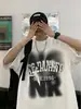 Camiseta de Algodón Puro para Hombre de Manga Corta Estilo High Street Americano 2026 Nueva Tendencia Estilo Hong Kong Holgada Casual Versátil Ropa para Hombre