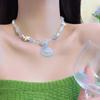 Collar de concha de estrella de mar azul estilo Spice Girl, dulce y genial, hecho a mano, diseño de nicho para mujer, cadena de clavícula con sentido, accesorios al por mayor