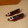 Elegantes zapatos Mary Jane para mujer, nuevo estilo francés primavera/otoño, con hebilla cuadrada de pedrería, tacón medio grueso, zapatos de salón poco profundos sin cordones