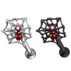 Pendientes de tuerca con araña europea y americana transfronterizos, pendientes de tuerca para el lóbulo de la oreja con circón rojo, pendientes de telaraña de acero inoxidable en stock