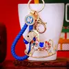 Llavero de Pony de la Suerte con Incrustaciones de Diamantes Estilo Chino Colgante del Zodiaco para Niño Colgante para Llave de Aleación de Zinc para Coche Colgante para Bolso Venta al por Mayor