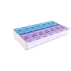Pastillero Portátil Pequeño de Doble Fila, Pastillero Semanal de Gran Capacidad para Siete Días, Caja de Almacenamiento de Medicamentos de 14 Compartimentos con Tapa Abierta