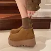 Botines de nieve cortos de suela gruesa para mujer, nuevo estilo invierno 2026, que aumentan la altura, forrados de felpa, cálidos, para mujeres menudas
