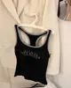 Camisole estilo americano picante para garotas, com blocos de cor, gola halter, com bojos embutidos, lindo design nas costas, peça para usar por cima, top sem mangas