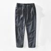 L8244 Joker casual de lino fino transpirable pantalones sueltos de algodón de color sólido pantalones rectos una generación de cabello